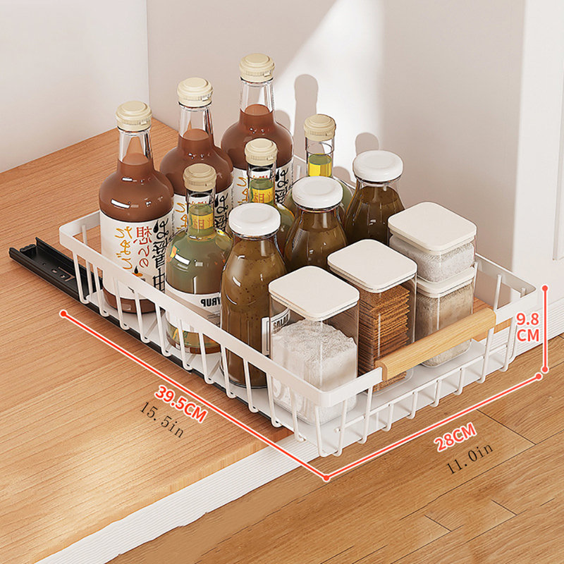 Pull Out Cabinet Organizer Slide-Out Drawers Organizers Under Sink for Kitchen and Pantry Storage, Natural
