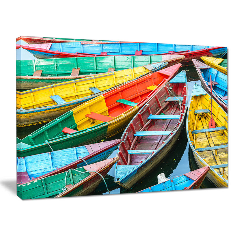 «Rowing Boat on the Lake in Pokhara», photographie, H 20 po x l 20 po x P 1 po, Toile tendue