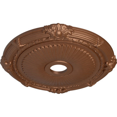Endurathane Heaton Ceiling Medallion, 27 1/2"OD x 3 7/8"ID x 2 1/4"P (Fits Canopies up to 6 1/2"), Hand-Painted Polished Copper Finish