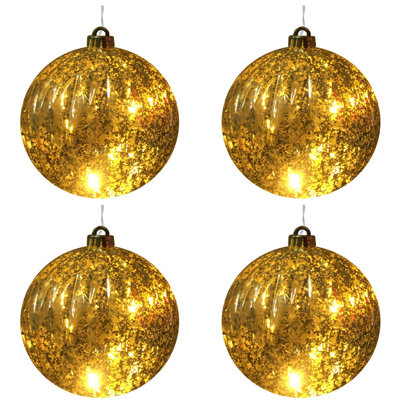 Boules de Noël sphériques à piles, Doré