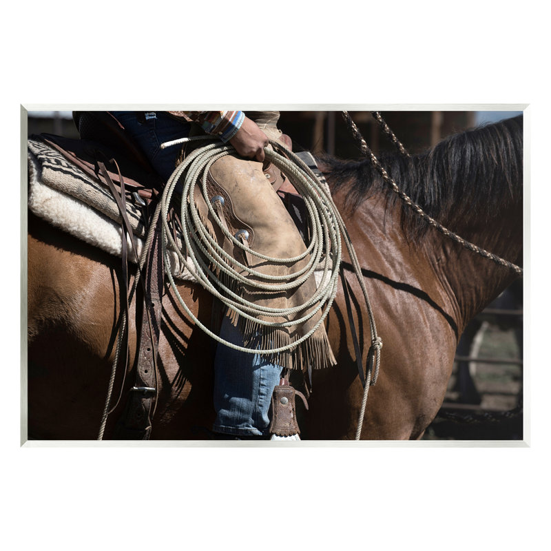 «Ax-167-Wood Southwestern Cowboy And Lasso On MDF» par Lisa Dearing, photographie, H 10 po x l 15 po x P 0,5 po