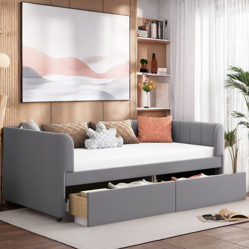Aliasa Upholstered Velvet Daybed, Gray