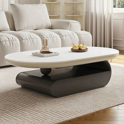 Table basse ovale en bois manufacturé gris foncé foncé