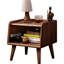 Table de chevet européenne en hêtre, finition noyer naturel, solution de rangement pour chambre à coucher, gestion des câbles, armoire de chevet moderne en bois massif à assemblage rapide, couleur brune, trou, conception compacte