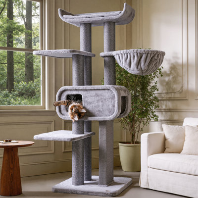 Grand arbre à chat moderne H 71 po multifonction pour grands chats et MaineCoon