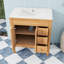 Meuble-lavabo de salle de bain avec lavabo en céramique, portes à fermeture douce, 3 tiroirs et tablette réglable-1426691914