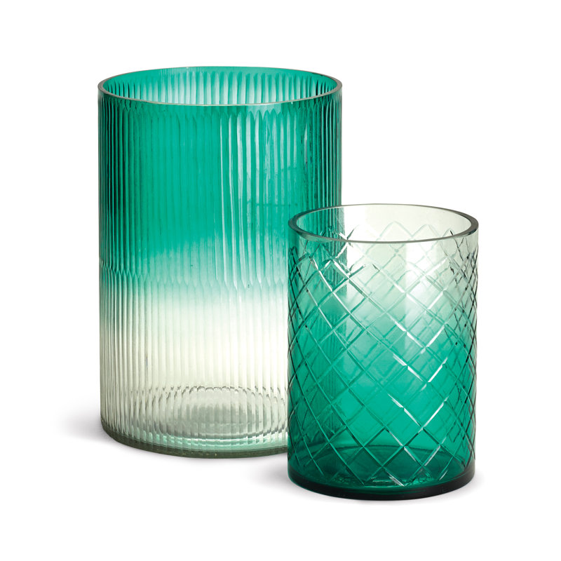 Bougeoirs en verre taillé Prism, Vert