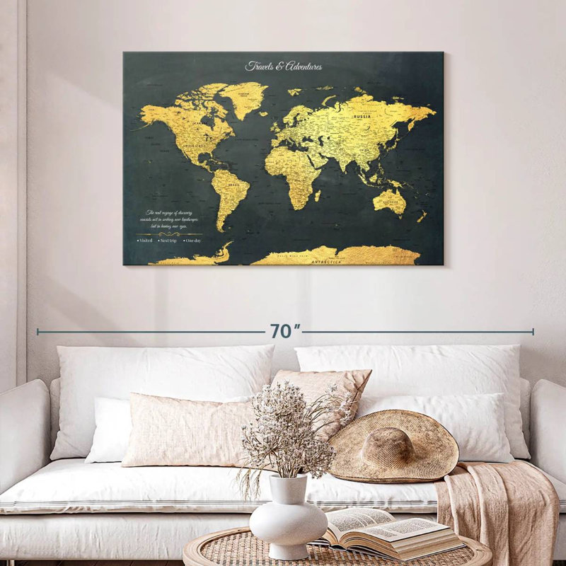 Real Voyage Push Pin World Milstead, 30" H x 45" W