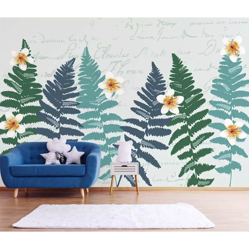 Murale murale à feuilles abstraites Magnolias L 6,25 pi x l 112 po, L 8,17 pi x l 12,5 pi