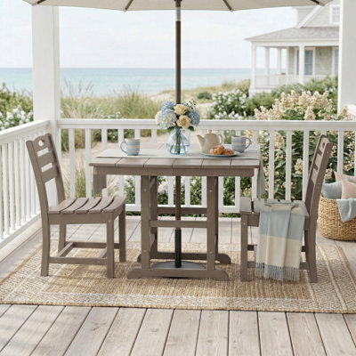 HDPE Outdoor Patio Dining Set, Square Table With 2 Chairs, All-Weather 3-Piece Bistro Set For Durable And Stylish Outdoor Entertaining