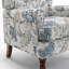 Fauteuil d'appoint moderne à oreilles à motif floral, avec pieds en bois massif de style romain et coussin en mousse haute densité, idéal pour le salon et la chambre.
