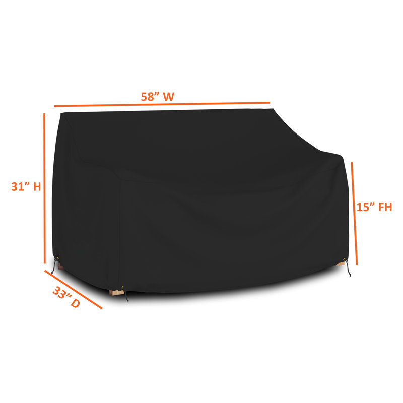 HeavyDuty Multipurpose Waterproof Outdoor Bench Cover, Patio Lounge 3-Seat Deep Bench Cover, 31" H x 58" W x 33" D, Black