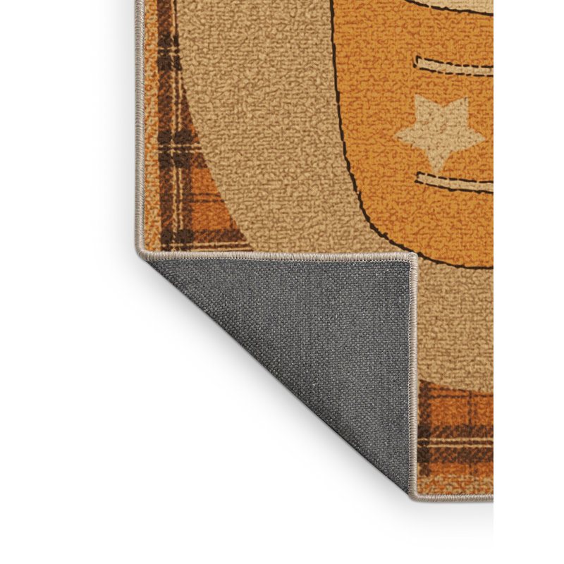 Soft Plush Findley Thanksgiving Modern & Contemporary Abstract Area Rug in Brown – Beige Binding, 8x12