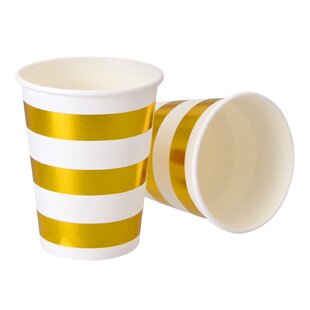 12 oz Kraft Paper Ripple Wall Coffee Cup - with White Lid - 3 1/2 inch x 3 1/2 inch x 5 inch - 200 Count Box, Gold