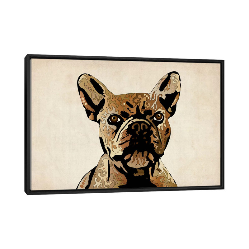 « french bouledogue », impression sur toile michael tompsett, H 18 po x l 26 po x P 1,5 po, Toile avec cadre noir