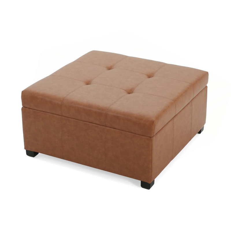 Repose-pieds capitonné en similicuir CARLSBAD, brun cognac