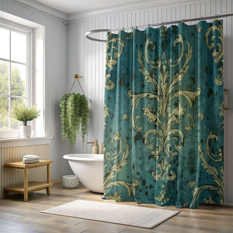 Nostalgic Tiles - Rideau de douche Premium, H 74 po x l 71 po