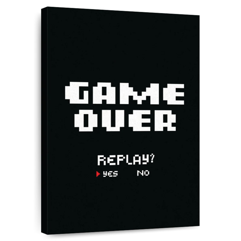 Panneau mural Kema Game Over Replay, H 51 po x l 34 po