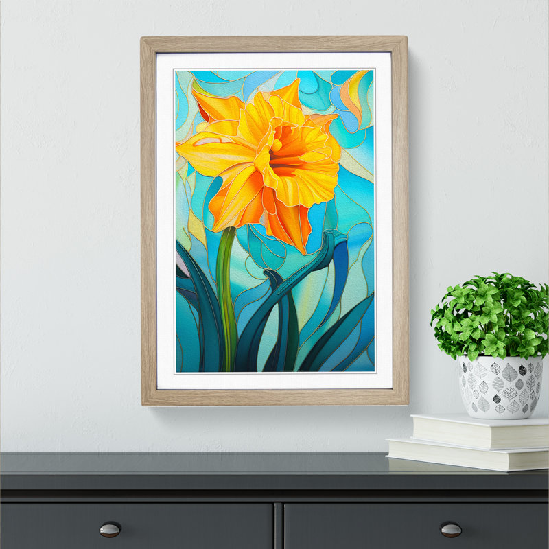Single Picture Frame Print on Wood, 46cm H x 34cm W, Oak Framed