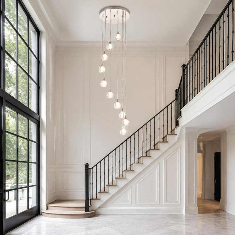 10 lumières de style moderne en cristal avec escalier et plafonniers hauts