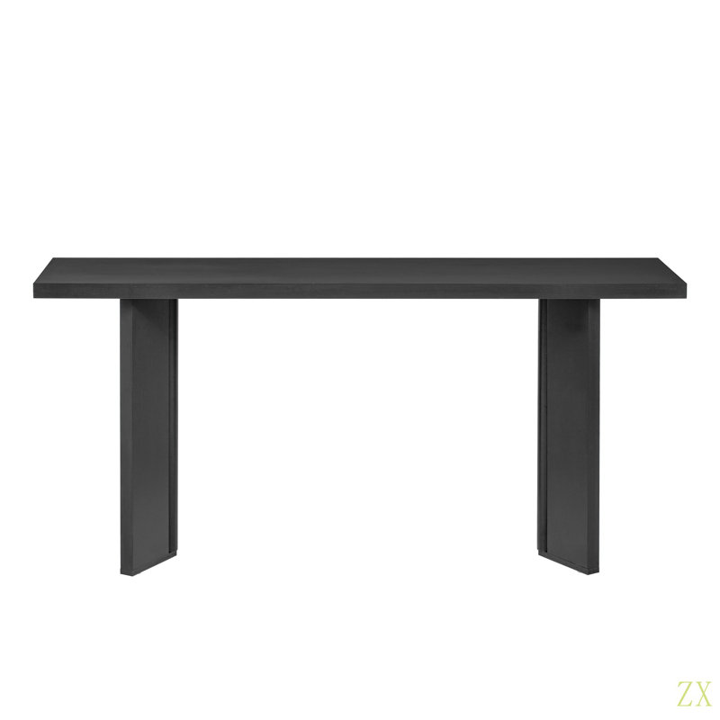 Élégante console avec placage de pin et pieds géométriques, idéale pour le salon, le bureau et la salle à manger, Noir
