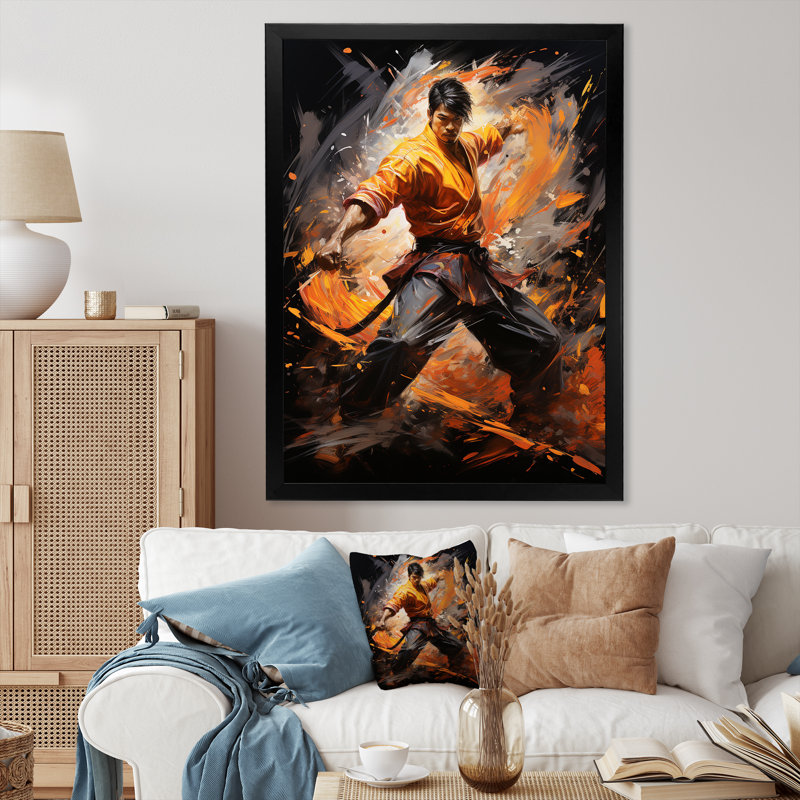 Art martial fusion - reproduction sur toile, Cadre photo noir, H 20 po x l 12 po x P 1 po