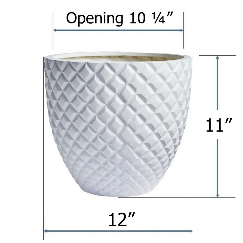 Pot à fleurs fait à la main Winderst, H 11 po x l 12 po x P 12 po, Blanc