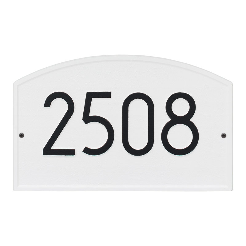 Plaque d'adresse murale personnalisée sur 1 ligne Legacy Modern, Blanc/Noir, Oui