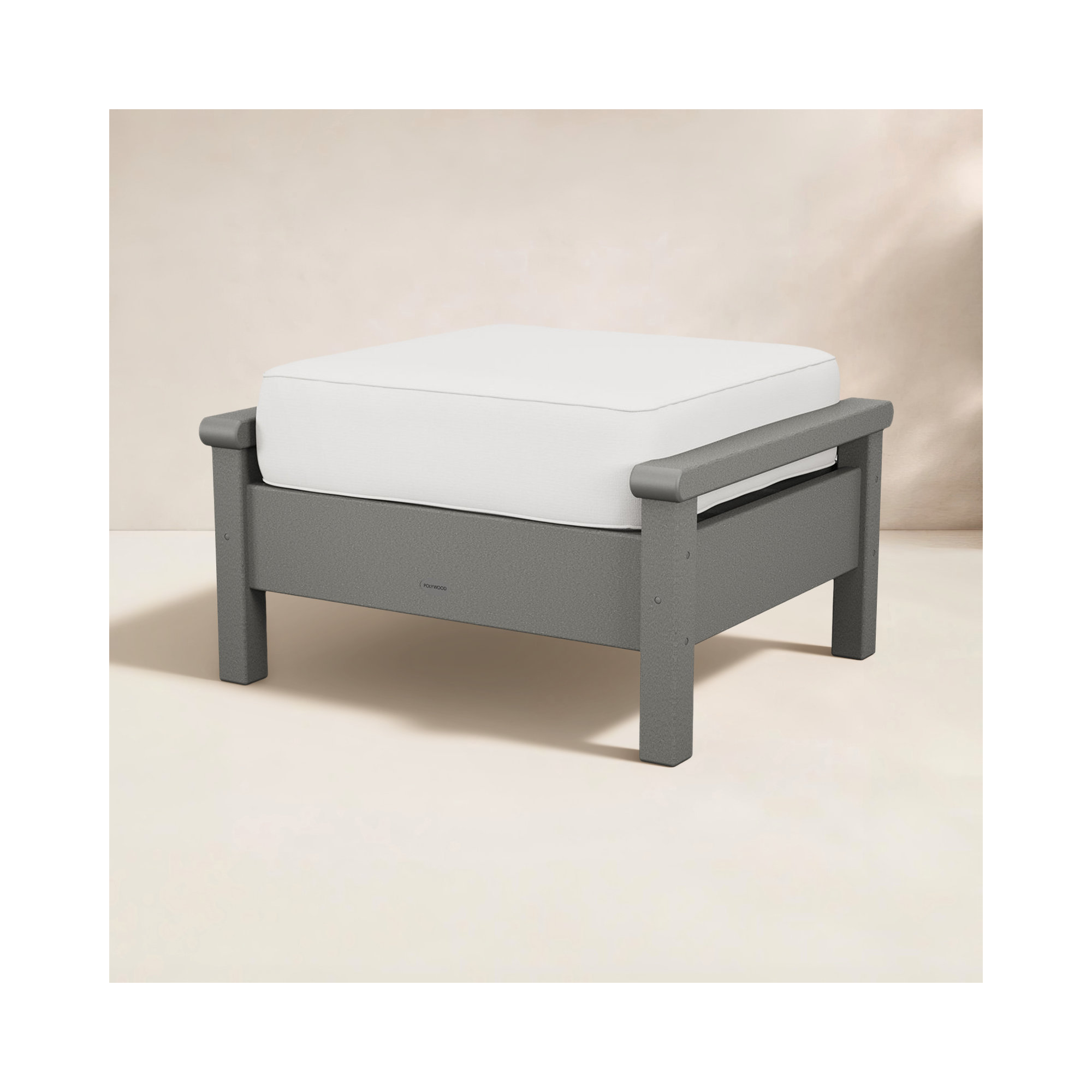 Harbour Deep Seating Ottoman, Slate Gray Frame/Natural Linen Cushion