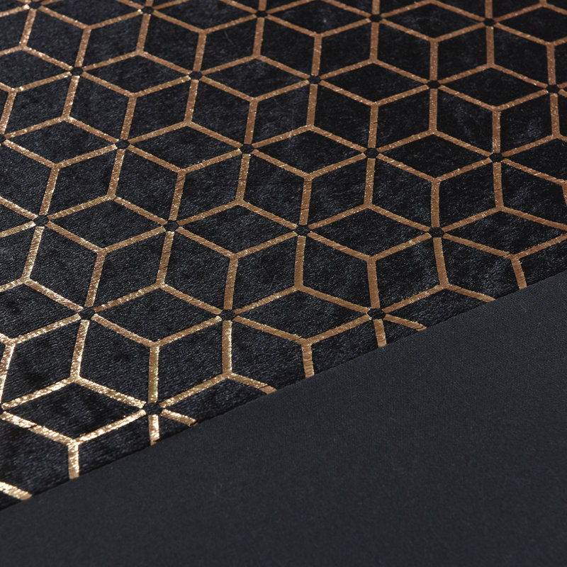 Polyester Geometric Duvet Cover Set with Pillowcases Included, King Duvet Cover Set + 2 Pillowcases, Black/Gold