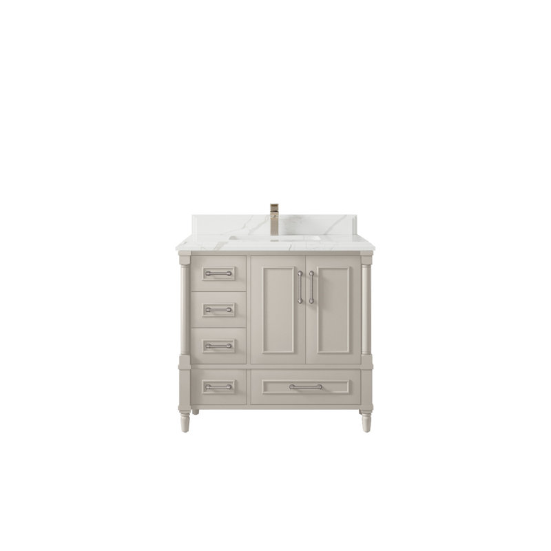 Meuble-lavabo simple 36 po avec plateau Aberdeen, Calacatta Laza