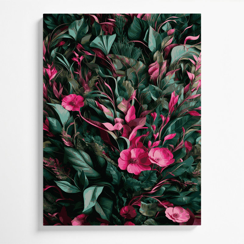 «Abstract Florals 40», art mural sur toile verte, H 10 po x l 8 po