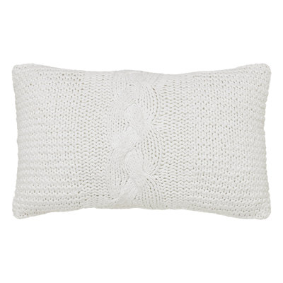 Cable Knit Sweater Pillow White 12x20
