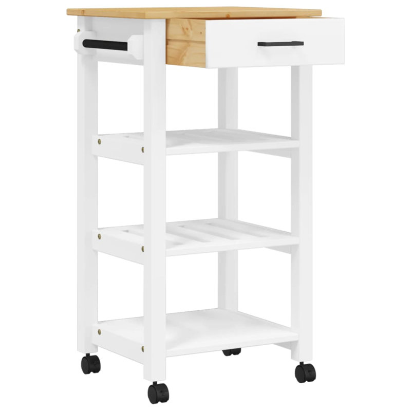 Solid Wood Bar Cart, White