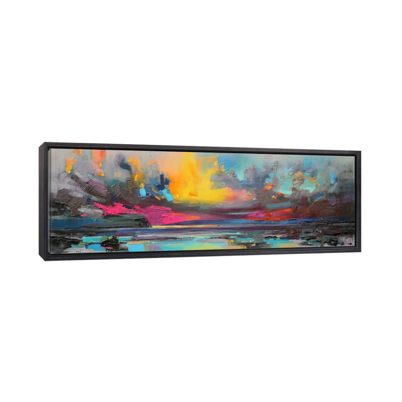 «Skye» par Scott Naismith - impression d'art graphique panoramique, Toile avec cadre noir patiné, H 12 po x l 36 po x 1,5 po
