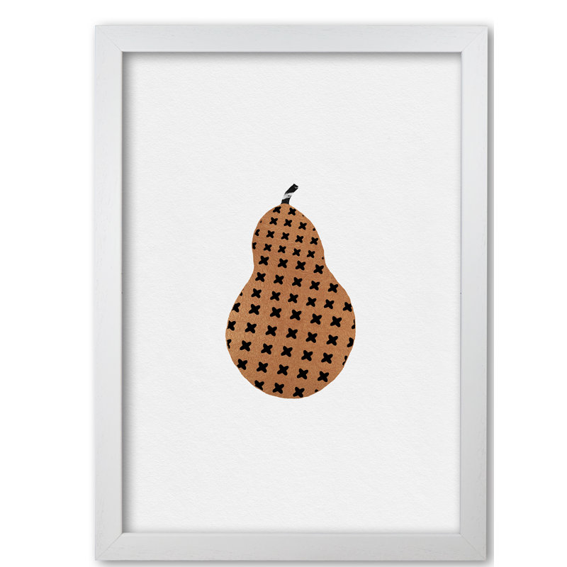 Pear Fruit Illustration - Print, White Grain Frame, 30 cm H x 21 cm W x 5 cm D