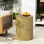 Antique Brown Magnesium Oxide Side Table, Classic Cylindrical Dimensions, Wood - Like Texture, Multi Functional And , Supports 200Lbs