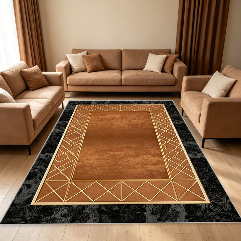 Rust Art Deco carpet-easy to clean, machine-washable, soft and comfortable; suitable for door mats, kitchens, living rooms, bedrooms, corridors, and laundry areas. Easy to clean, durable carpet for home decoration.