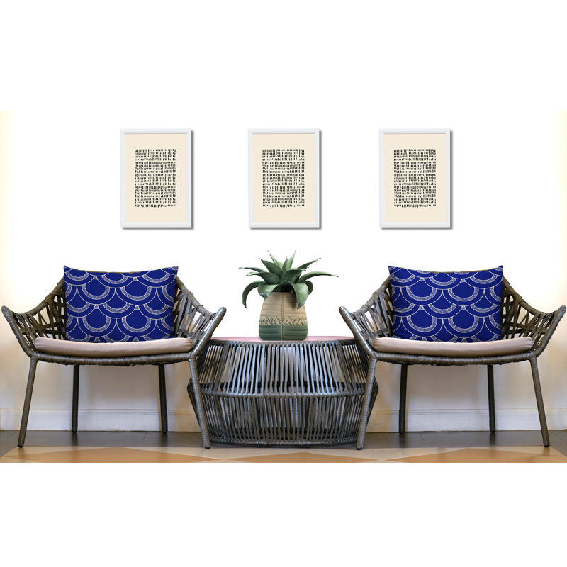 Polyester Lumbar Rectangular Indoor/Outdoor Pillow Cover & Insert, Navy Blue