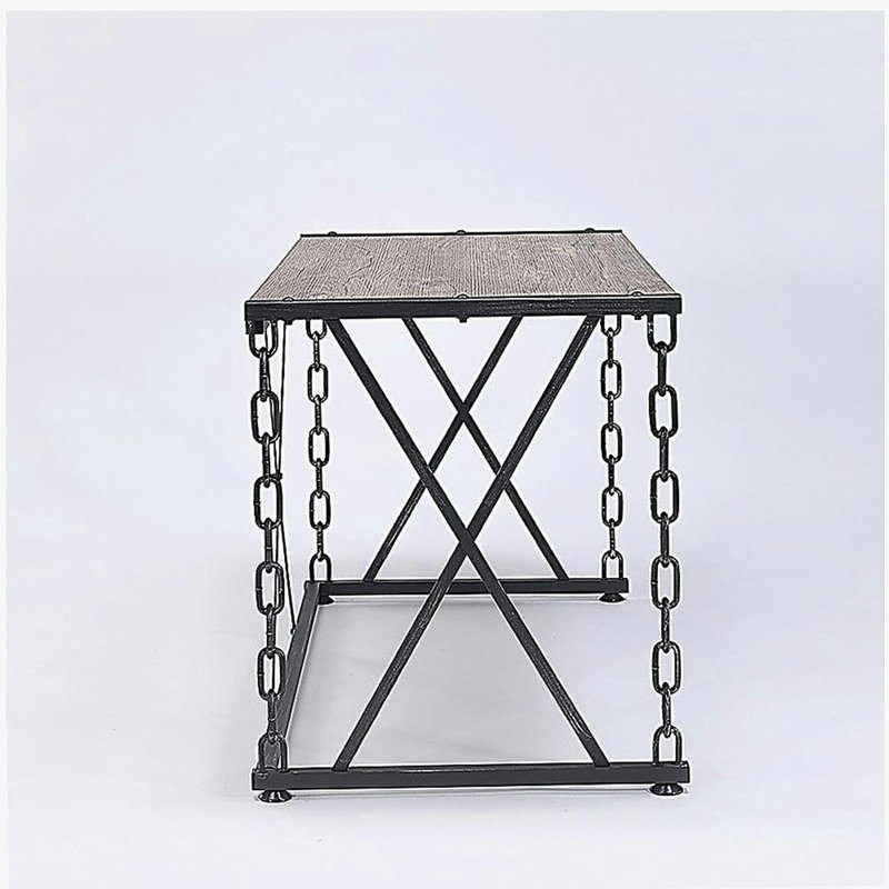 Chêne rustique et table rectangulaire rétro noire