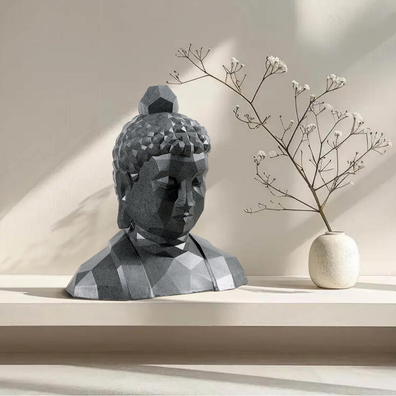 Geometric Buddha Head Garden Statue Modern Style Home Decor