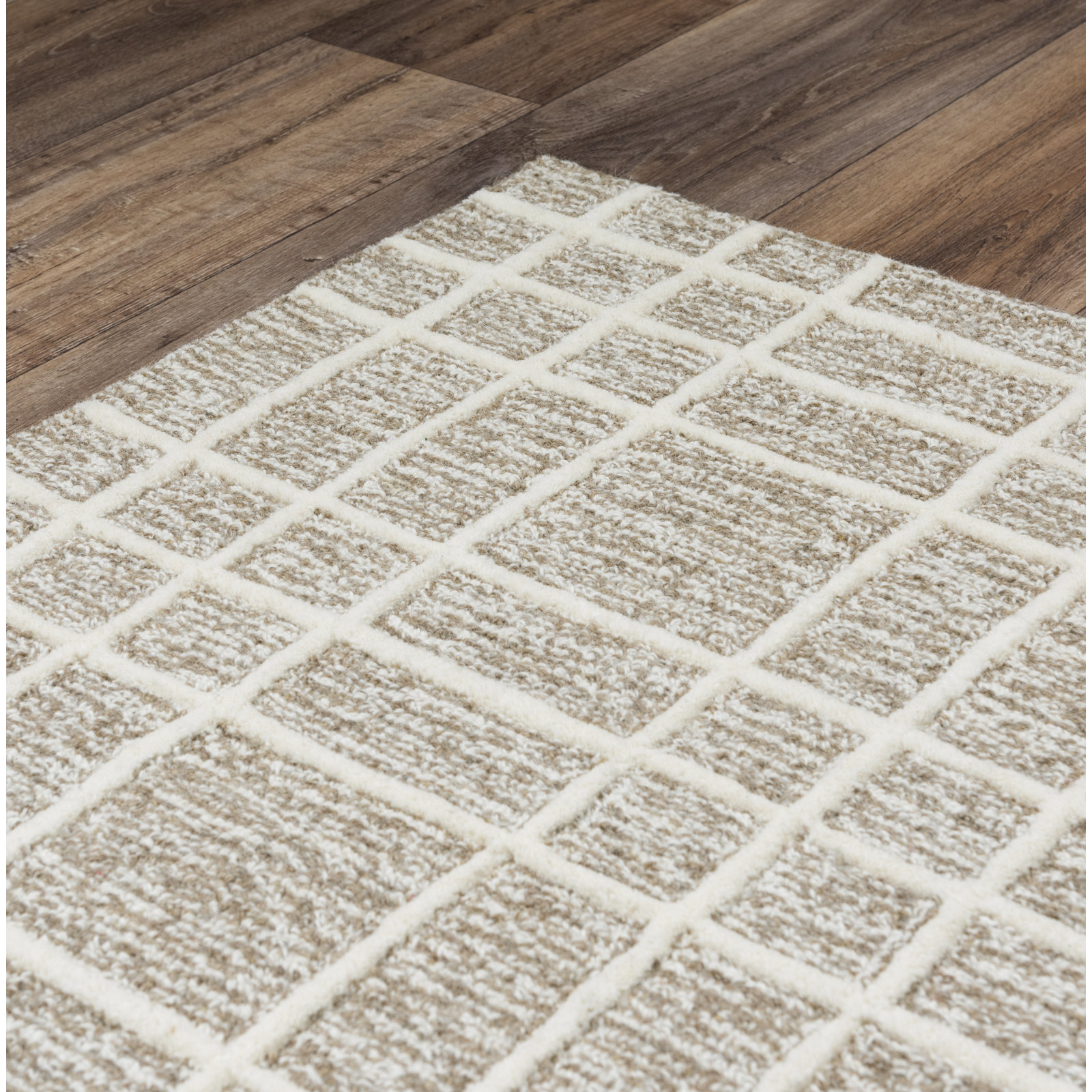 Alec Brown Hand-Tufted Geometric Wool Rug, Rectangle 7'9" x 9'9"