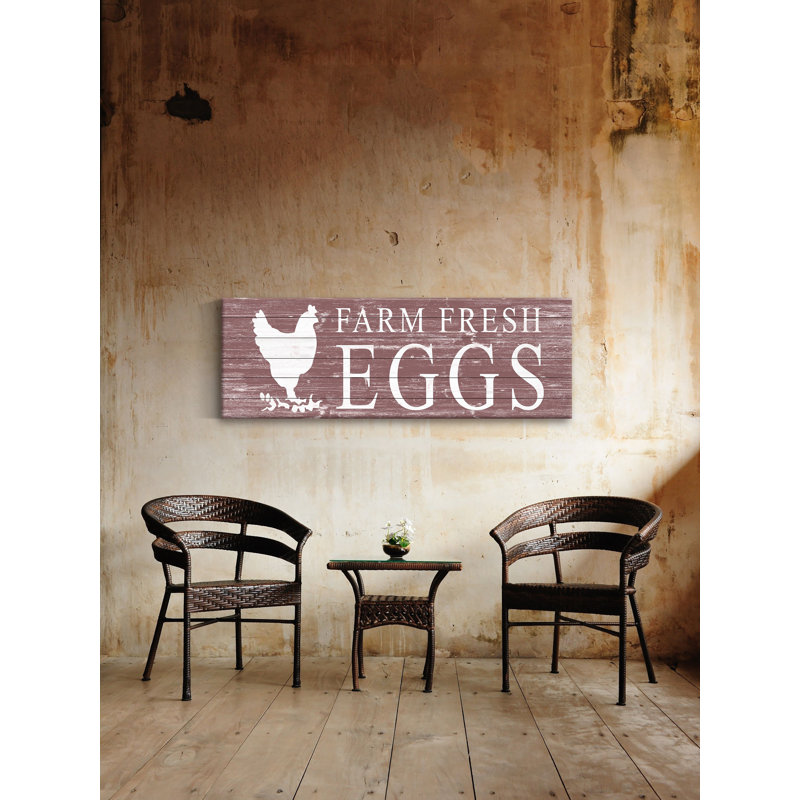 « Oeufs fresh »-sans cadre, art textuel sur bois, H 20 po x l 60 po x P 1,5 po