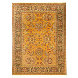 Hand Knotted Wool Oriental Area Rug in Gold And Black