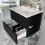 Meuble-lavabo 24 po avec lavabo en céramique - meuble-lavabo mural flottant mural avec tiroirs noir, moderne