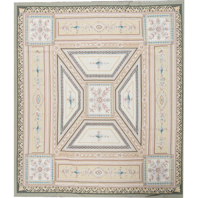 Hand-Knotted High-Quality Beige and Beige Area Rug