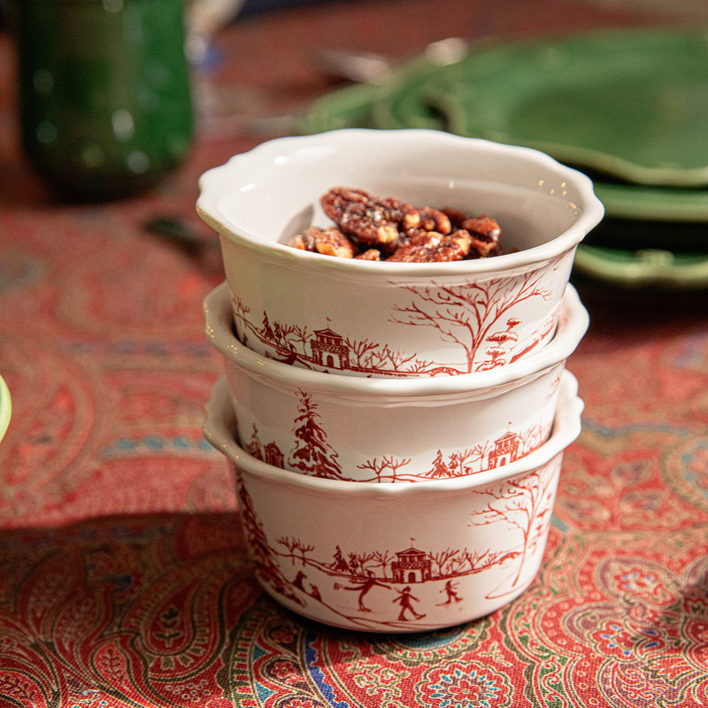 Country Estate Winter Frolic Ramekin, Ruby