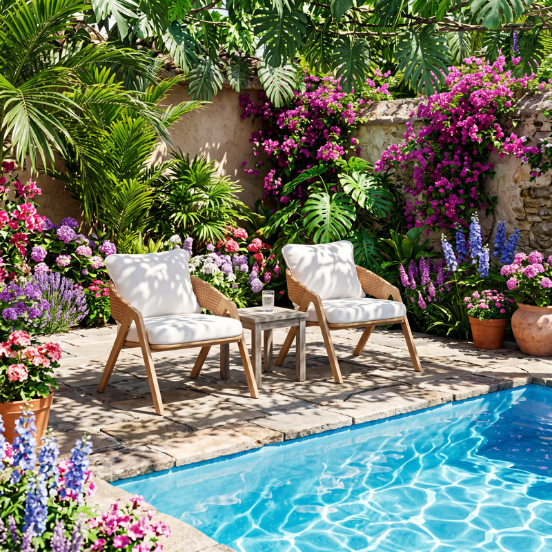 Ensemble de chaises de patio en rotin avec coussins l 27 po x P 39,5 po x H 16,5 po Christopher Knight Home