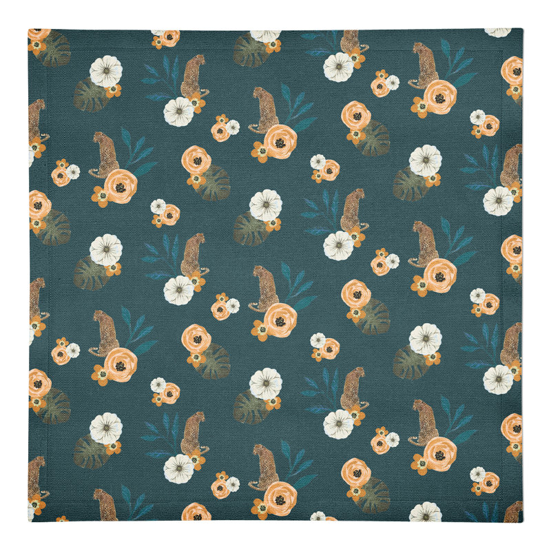 Silvestre Cotton Floral Square Napkin, Blue