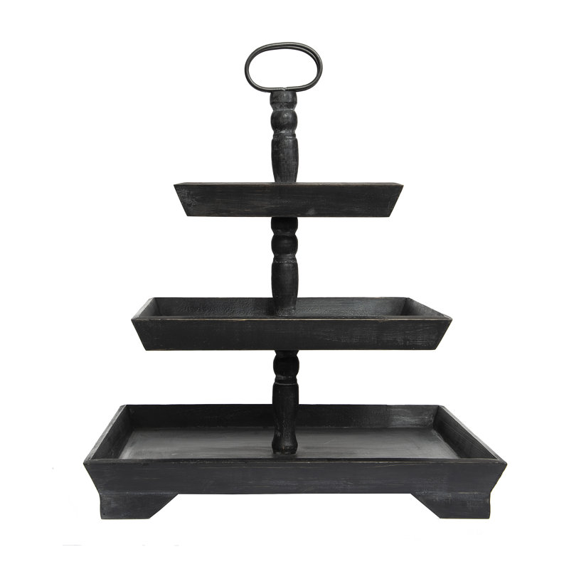 Wood Tiered Stand, Black
